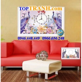 Tranh gắn đá đồng hồ vợ chồng